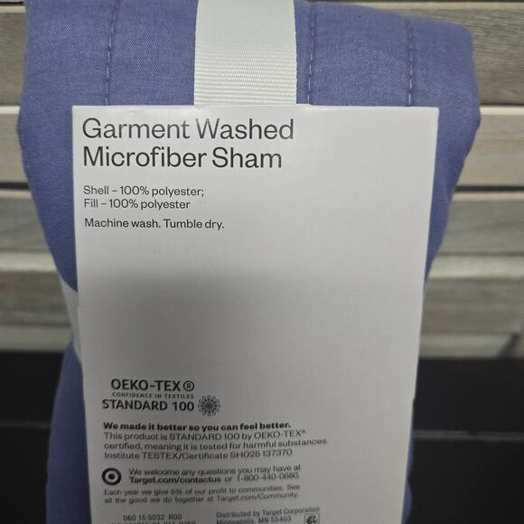 Garment Washed Microfiber Quilt Sham Blue | Room Essentials | Standard - Picture 5 of 5
